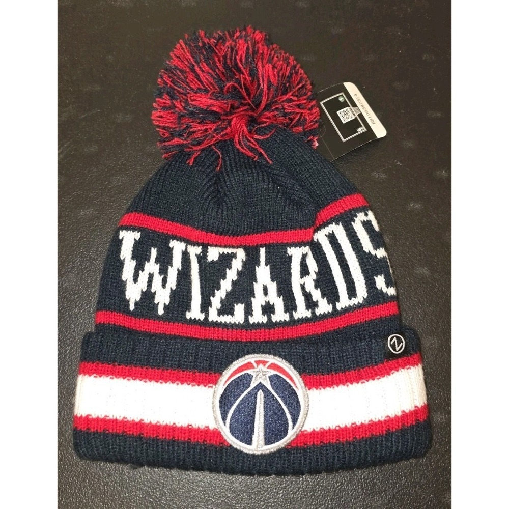 NBA Zephyr Washington Wizards Low Profile Pom Pom Knit Beanie Hat Youth Kids NWT